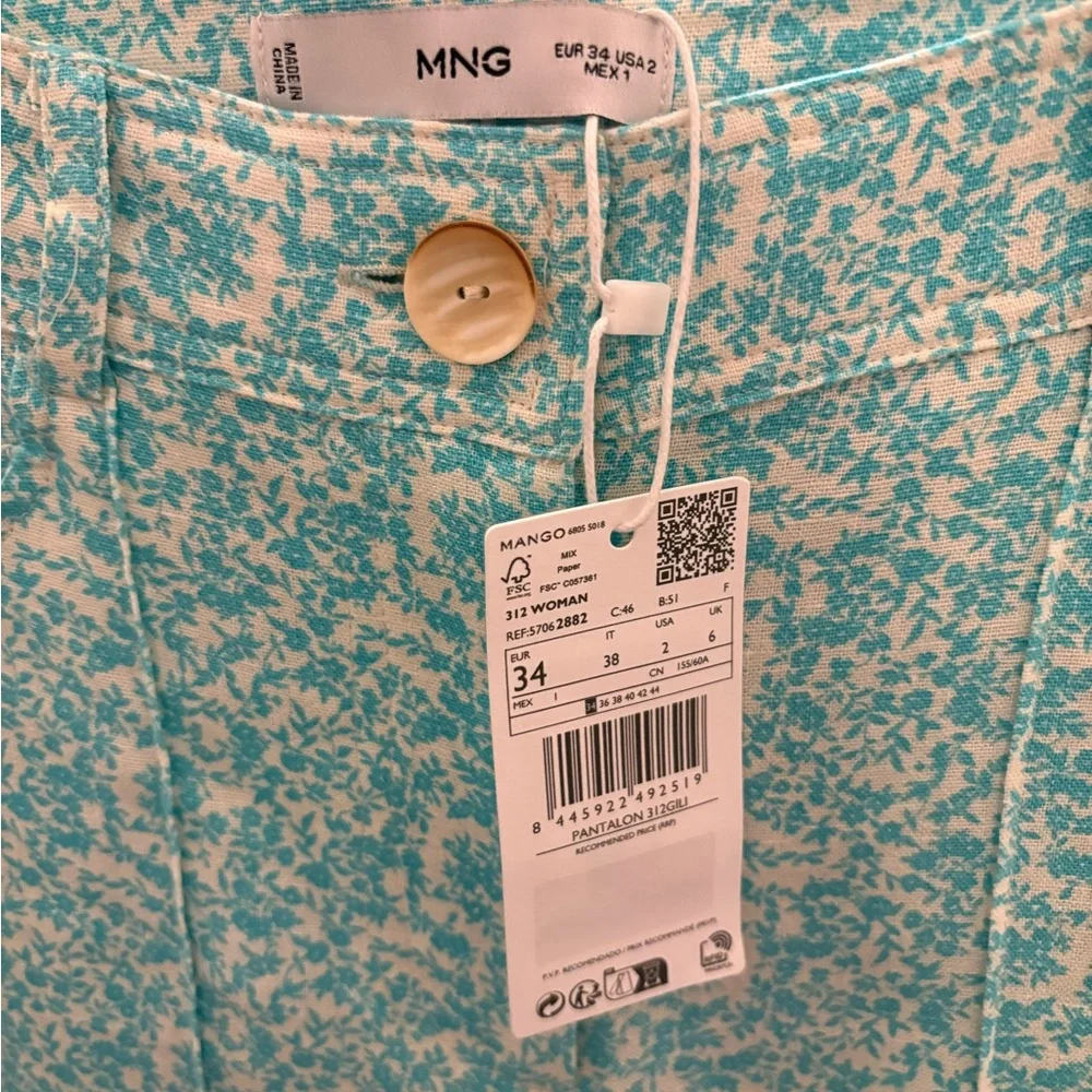 MANGO NWT Floral Linen Blend Flare Pants in Sz 2, 4 & 6